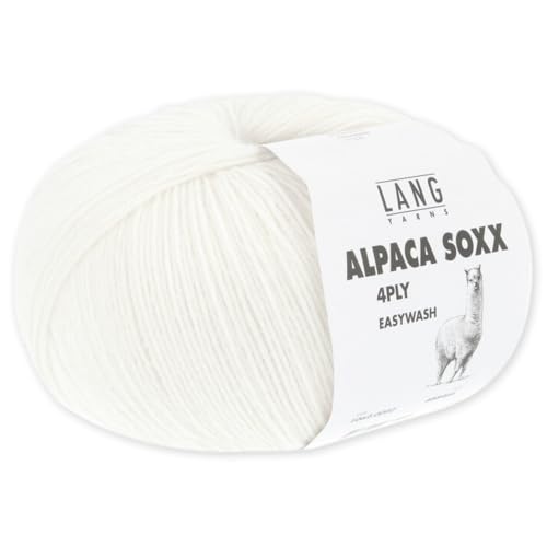 Frida's Wollhaus Lang Yarns 100 g Alpaca Soxx 4-fach Wolle Stricken Alpaka Easywash 64 Farben (002 | Weiß) von Frida's Wollhaus