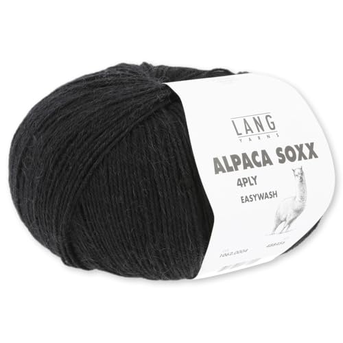 Frida's Wollhaus Lang Yarns 100 g Alpaca Soxx 4-fach Wolle Stricken Alpaka Easywash 64 Farben (004 | Schwarz) von Frida's Wollhaus