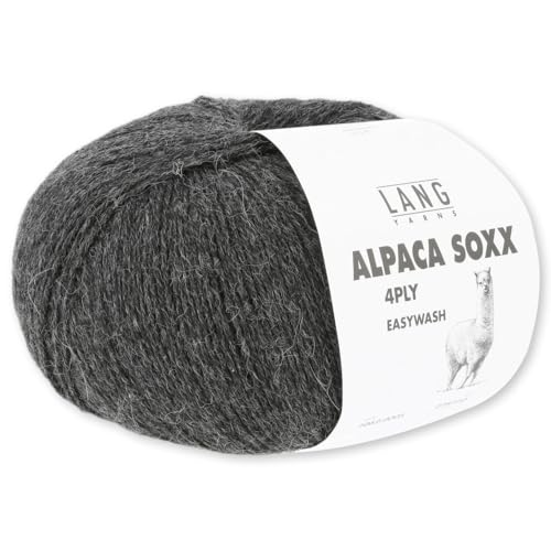 Frida's Wollhaus Lang Yarns 100 g Alpaca Soxx 4-fach Wolle Stricken Alpaka Easywash 64 Farben (005 | Grau Mélange) von Frida's Wollhaus