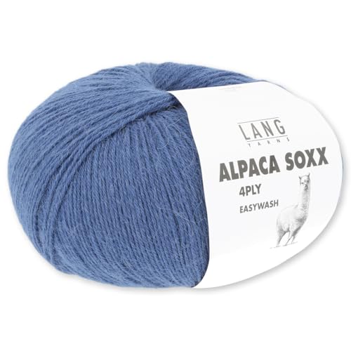 Frida's Wollhaus Lang Yarns 100 g Alpaca Soxx 4-fach Wolle Stricken Alpaka Easywash 64 Farben (010 | Blau) von Frida's Wollhaus