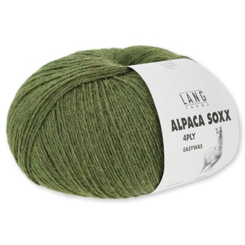 Frida's Wollhaus Lang Yarns 100 g Alpaca Soxx 4-fach Wolle Stricken Alpaka Easywash 64 Farben (017 | Grün Mélange) von Frida's Wollhaus