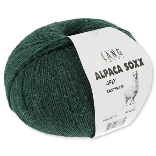 Frida's Wollhaus Lang Yarns 100 g Alpaca Soxx 4-fach Wolle Stricken Alpaka Easywash 64 Farben (018 | Flaschengrün Mélange) von Frida's Wollhaus