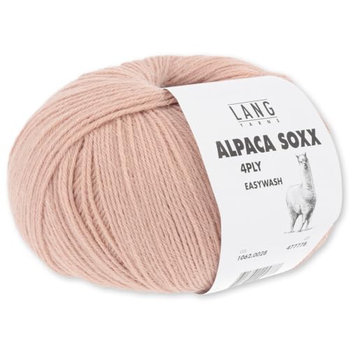 Frida's Wollhaus Lang Yarns 100 g Alpaca Soxx 4-fach Wolle Stricken Alpaka Easywash 64 Farben (028 | Lachs) von Frida's Wollhaus