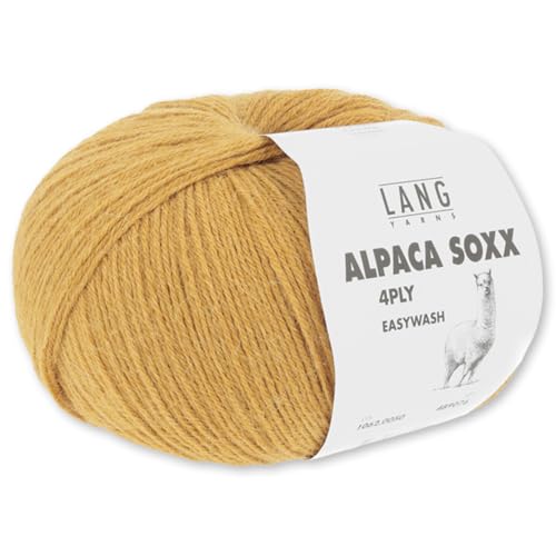 Frida's Wollhaus Lang Yarns 100 g Alpaca Soxx 4-fach Wolle Stricken Alpaka Easywash 64 Farben (050 | Ocker) von Frida's Wollhaus