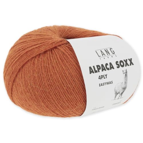 Frida's Wollhaus Lang Yarns 100 g Alpaca Soxx 4-fach Wolle Stricken Alpaka Easywash 64 Farben (059 | Orange Mélange) von Frida's Wollhaus