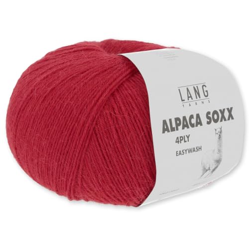 Frida's Wollhaus Lang Yarns 100 g Alpaca Soxx 4-fach Wolle Stricken Alpaka Easywash 64 Farben (060 | Rot) von Frida's Wollhaus