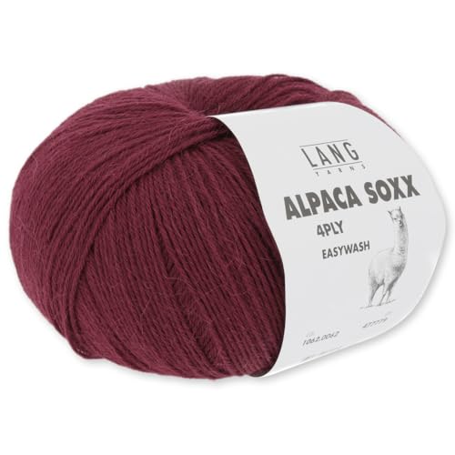 Frida's Wollhaus Lang Yarns 100 g Alpaca Soxx 4-fach Wolle Stricken Alpaka Easywash 64 Farben (062 | Weinrot) von Frida's Wollhaus