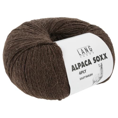 Frida's Wollhaus Lang Yarns 100 g Alpaca Soxx 4-fach Wolle Stricken Alpaka Easywash 64 Farben (067 | Braun) von Frida's Wollhaus