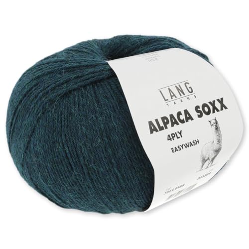 Frida's Wollhaus Lang Yarns 100 g Alpaca Soxx 4-fach Wolle Stricken Alpaka Easywash 64 Farben (188 | Petrol Dunkel Mélange) von Frida's Wollhaus