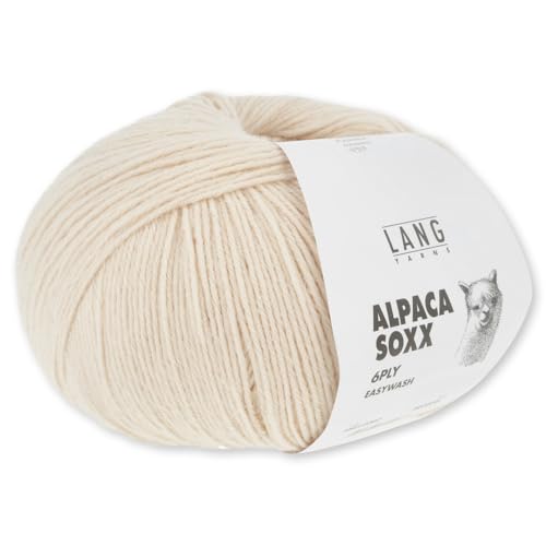 Frida's Wollhaus Lang Yarns 150 g Alpaca Soxx 6-fach Wolle Stricken Alpaka Easywash 36 Farben (002 | Creme) von Frida's Wollhaus