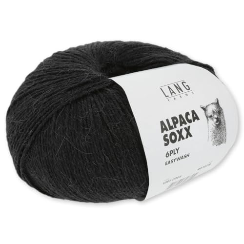 Frida's Wollhaus Lang Yarns 150 g Alpaca Soxx 6-fach Wolle Stricken Alpaka Easywash 36 Farben (004 | Schwarz) von Frida's Wollhaus