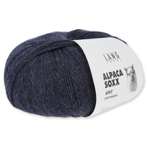 Frida's Wollhaus Lang Yarns 150 g Alpaca Soxx 6-fach Wolle Stricken Alpaka Easywash 36 Farben (035 | Marine) von Frida's Wollhaus