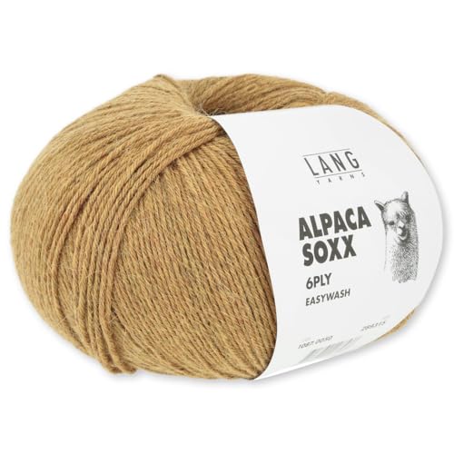 Frida's Wollhaus Lang Yarns 150 g Alpaca Soxx 6-fach Wolle Stricken Alpaka Easywash 36 Farben (050 | Messing) von Frida's Wollhaus