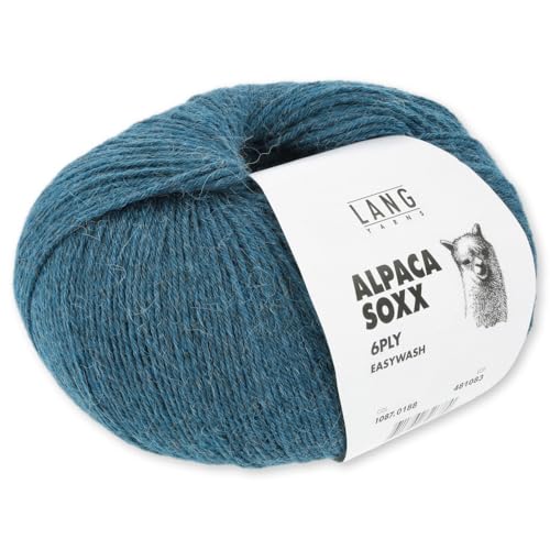 Frida's Wollhaus Lang Yarns 150 g Alpaca Soxx 6-fach Wolle Stricken Alpaka Easywash 36 Farben (188 | Petrol Hell) von Frida's Wollhaus