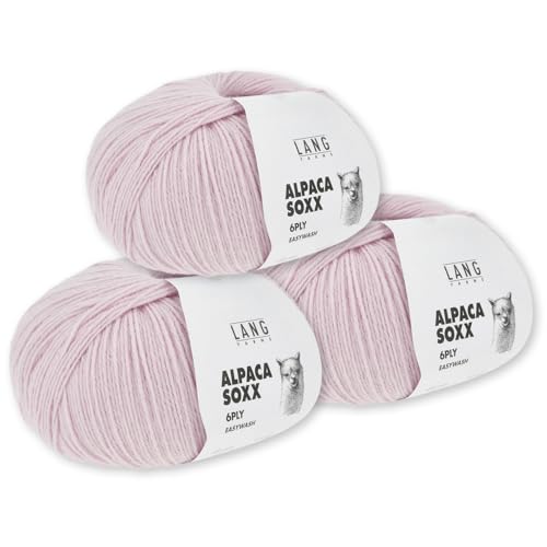 Frida's Wollhaus Lang Yarns 3 x150 g Alpaca Soxx 6-fach Wolle Stricken Alpaka Easywash 36 Farben (009 | Rosa) von Frida's Wollhaus