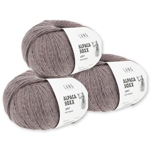 Frida's Wollhaus Lang Yarns 3 x150 g Alpaca Soxx 6-fach Wolle Stricken Alpaka Easywash 36 Farben (023 | Altrosa) von Frida's Wollhaus