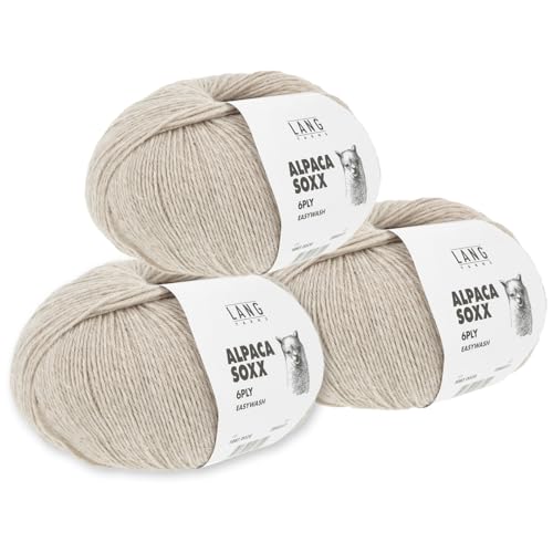 Frida's Wollhaus Lang Yarns 3 x150 g Alpaca Soxx 6-fach Wolle Stricken Alpaka Easywash 36 Farben (026 | Sand) von Frida's Wollhaus