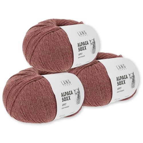 Frida's Wollhaus Lang Yarns 3 x150 g Alpaca Soxx 6-fach Wolle Stricken Alpaka Easywash 36 Farben (060 | Dunkelrot) von Frida's Wollhaus