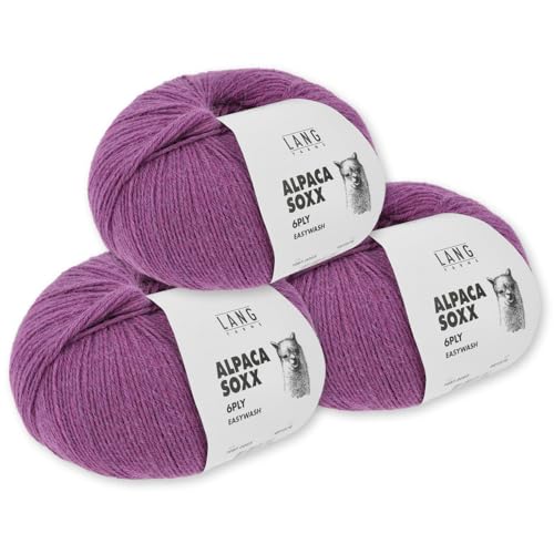 Frida's Wollhaus Lang Yarns 3 x150 g Alpaca Soxx 6-fach Wolle Stricken Alpaka Easywash 36 Farben (065 | Pink) von Frida's Wollhaus