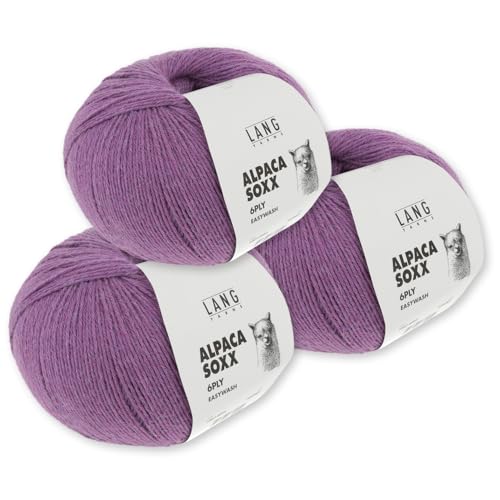 Frida's Wollhaus Lang Yarns 3 x150 g Alpaca Soxx 6-fach Wolle Stricken Alpaka Easywash 36 Farben (066 | Nelke) von Frida's Wollhaus