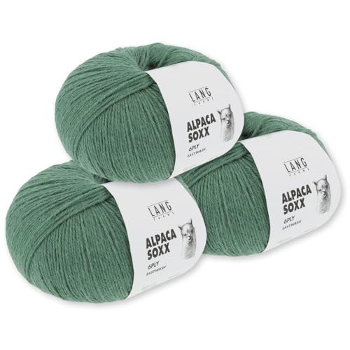 Frida's Wollhaus Lang Yarns 3 x150 g Alpaca Soxx 6-fach Wolle Stricken Alpaka Easywash 36 Farben (079 | Efeu) von Frida's Wollhaus