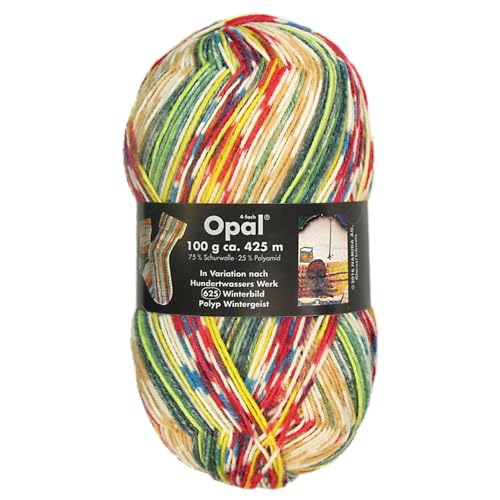 Frida's Wollhaus Opal 100 g Hundertwasser Sockenwolle 4-fach Strümpfe Socken Stricken 24 Farben (2104 | Winterbild - Polyp – Wintergeist) von Frida's Wollhaus