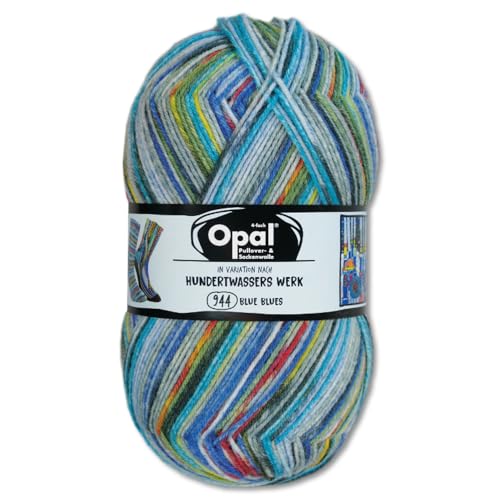 Frida's Wollhaus Opal 100 g Hundertwasser Sockenwolle 4-fach Strümpfe Socken Stricken 32 Farben (4050 | Blue Blues) von Frida's Wollhaus