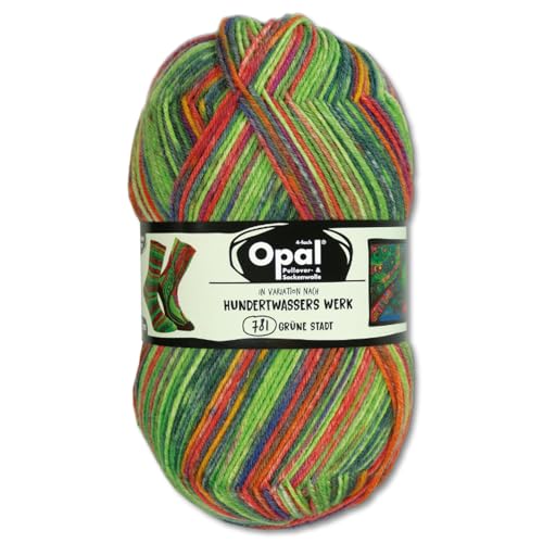 Frida's Wollhaus Opal 100 g Hundertwasser Sockenwolle 4-fach Strümpfe Socken Stricken 32 Farben (4052 | Grüne Stadt) von Frida's Wollhaus