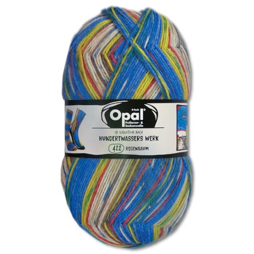 Frida's Wollhaus Opal 100 g Hundertwasser Sockenwolle 4-fach Strümpfe Socken Stricken 32 Farben (4057 | Regenbaum) von Frida's Wollhaus