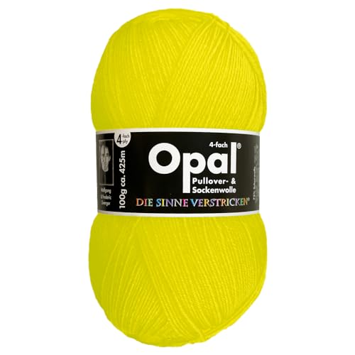 Frida's Wollhaus Opal 100 g Uni 4-fach Sockengarn Strümpfe Stricken filzfrei Wolle 35 Farben (2012 | Neon-Gelb) von Frida's Wollhaus