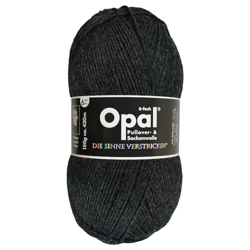 Frida's Wollhaus Opal 150 g Uni 6-fach Sockenwolle Strümpfe Stricken Einfarbig 9 Farben (5303 | Anthrazit melange) von Frida's Wollhaus