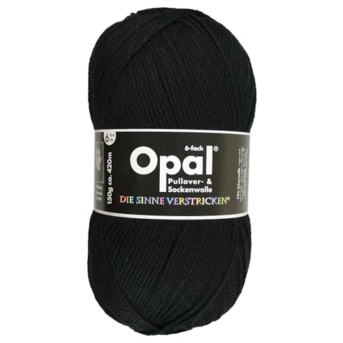 Frida's Wollhaus Opal 150 g Uni 6-fach Sockenwolle Strümpfe Stricken Einfarbig 9 Farben (5306 | Tiefschwarz) von Frida's Wollhaus