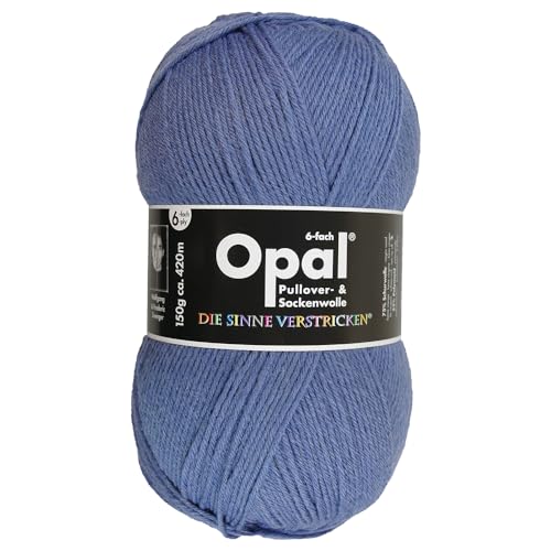 Frida's Wollhaus Opal 150 g Uni 6-fach Sockenwolle Strümpfe Stricken Einfarbig 9 Farben (5307 | Jeansblau) von Frida's Wollhaus