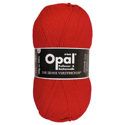 Frida's Wollhaus Opal 150 g Uni 6-fach Sockenwolle Strümpfe Stricken Einfarbig 9 Farben (7900 | Rot) von Frida's Wollhaus