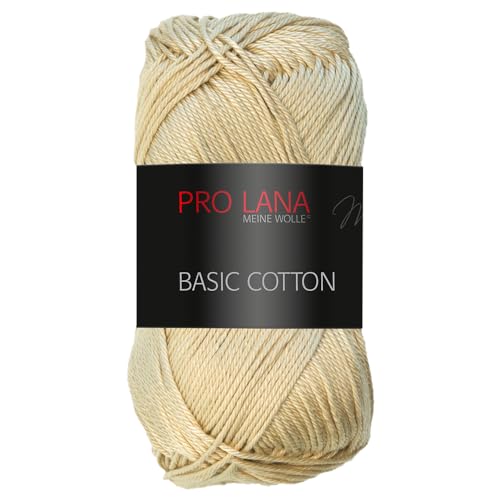 Frida's Wollhaus Pro Lana 50 g Basic Cotton Baumwolle Stricken Häkeln Wolle Basic-Garn 64 Farben (106 | Sand) von Frida's Wollhaus