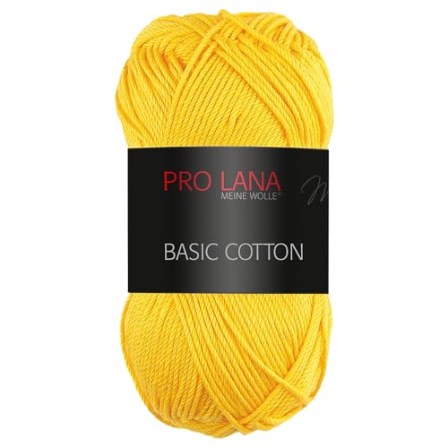 Frida's Wollhaus Pro Lana 50 g Basic Cotton Baumwolle Stricken Häkeln Wolle Basic-Garn 64 Farben (22 | Gelb) von Frida's Wollhaus