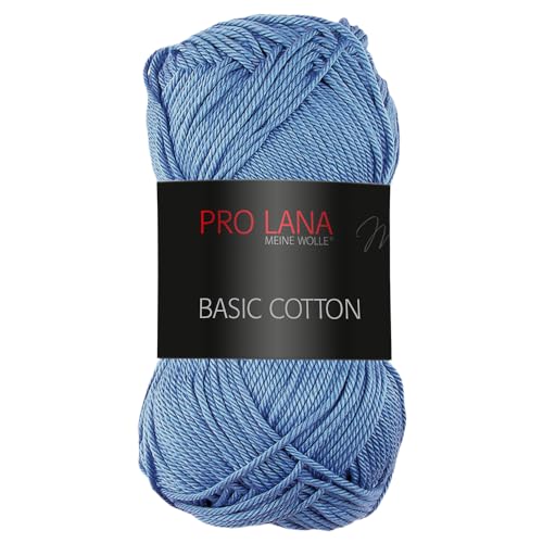 Frida's Wollhaus Pro Lana 50 g Basic Cotton Baumwolle Stricken Häkeln Wolle Basic-Garn 64 Farben (55 | Himmelblau) von Frida's Wollhaus