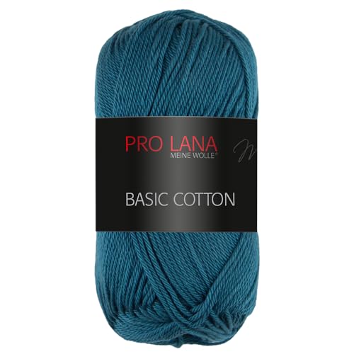 Frida's Wollhaus Pro Lana 50 g Basic Cotton Baumwolle Stricken Häkeln Wolle Basic-Garn 64 Farben (68 | Petrol) von Frida's Wollhaus