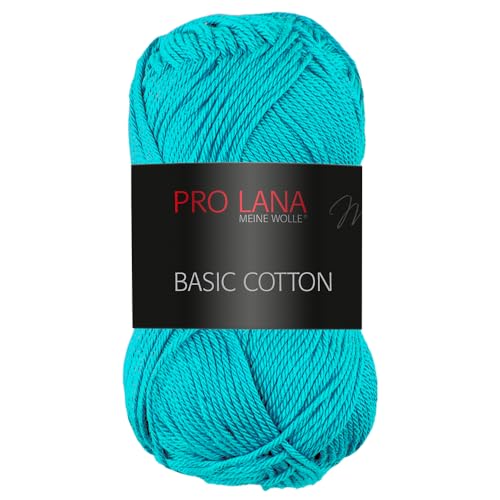 Frida's Wollhaus Pro Lana 50 g Basic Cotton Baumwolle Stricken Häkeln Wolle Basic-Garn 64 Farben (69 | Türkis) von Frida's Wollhaus