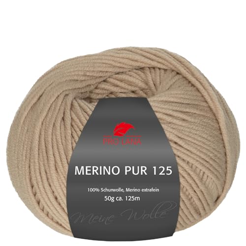 Frida's Wollhaus Pro Lana 50 g Merino Pur 125 Schurwolle kuschelweich atmungsaktiv Garn 47 Farben (06 | Beige) von Frida's Wollhaus