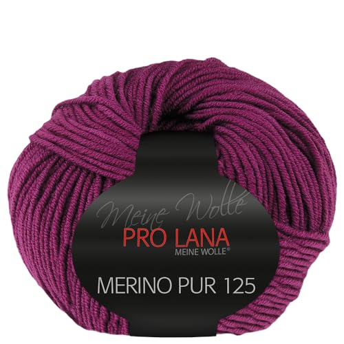 Frida's Wollhaus Pro Lana 50 g Merino Pur 125 Schurwolle kuschelweich atmungsaktiv Garn 47 Farben (48 | Beere) von Frida's Wollhaus