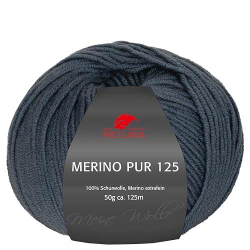 Frida's Wollhaus Pro Lana 50 g Merino Pur 125 Schurwolle kuschelweich atmungsaktiv Garn 47 Farben (55 | Graublau) von Frida's Wollhaus