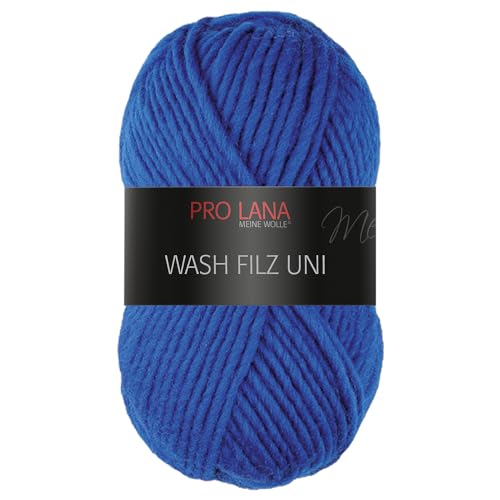 Frida's Wollhaus Pro Lana 50 g Wash Filz uni Filzwolle Stricken Häkeln Garn flauschig 26 Farben (151 | Royalblau) von Frida's Wollhaus