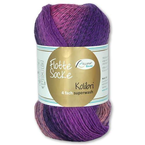 Frida's Wollhaus Rellana 100 g Flotte Socke Kolibri 4-fädig Sockenwolle 14 Farben (6207 | rose | pink | lila) von Frida's Wollhaus