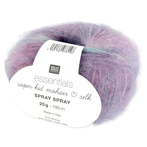 Frida's Wollhaus Rico 25g Essentials Superkid Mohair Silk Spray Wolle Stricken Garn 6 Farben (002 | Icecream) von Frida's Wollhaus