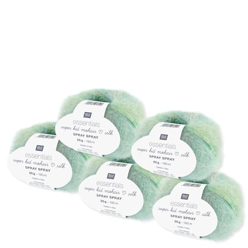 Frida's Wollhaus Rico 5 x 25g Essentials Superkid Mohair Silk Spray Wolle Stricken Garn 6 Farben (003 | Fresh) von Frida's Wollhaus