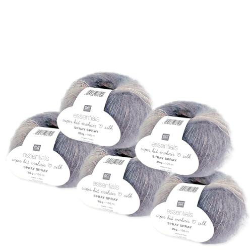 Frida's Wollhaus Rico 5 x 25g Essentials Superkid Mohair Silk Spray Wolle Stricken Garn 6 Farben (004 | Ethno) von Frida's Wollhaus