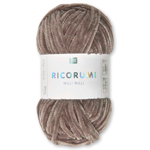 Frida's Wollhaus Rico Design 25 g Ricogurumi Nilli Nilli Chenillegarn Wolle Amigurumi weich samtig Stricken Häkeln 30 Farben (023 | Nougat) von Frida's Wollhaus