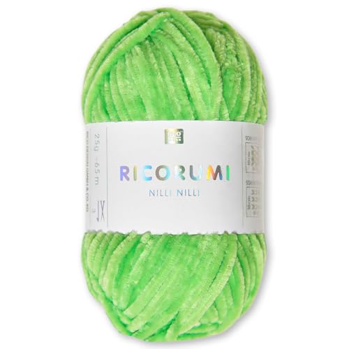 Frida's Wollhaus Rico Design 25 g Ricogurumi Nilli Nilli Chenillegarn Wolle Amigurumi weich samtig Stricken Häkeln 30 Farben (030 | Neon Grün) von Frida's Wollhaus