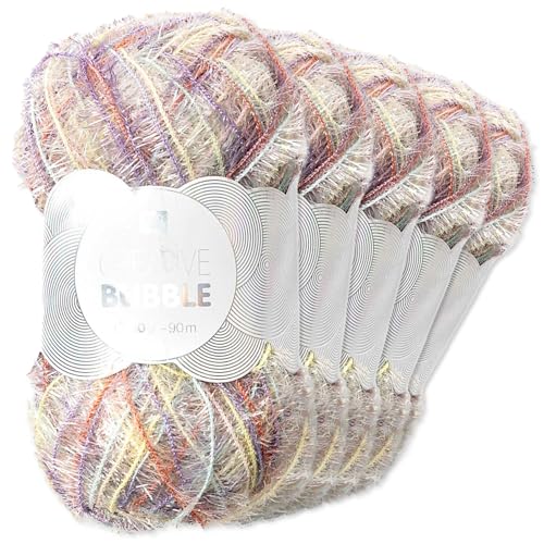 Frida's Wollhaus Rico Design 5 x 50 g Creative Bubble Schwammgarn Wolle Stricken Häkeln 57 Farben (002 | Print Pastell Mix) von Frida's Wollhaus